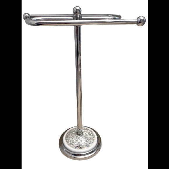 Mosaic and Stainless Steel Chrome Towel Stands - Set of 2 - Picture 2 of 3